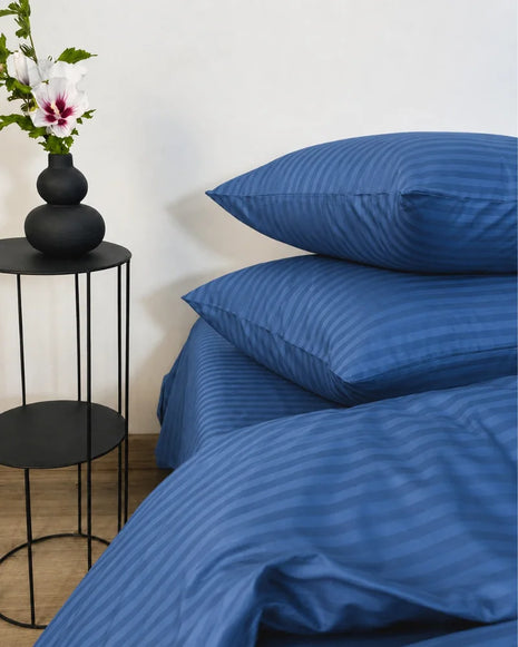 Deep Blue Stripe Quilt Cover Set – 7 Pcs