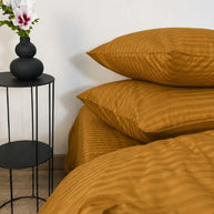 Dark Mustard Stripe Quilt Cover Set – 7 Pcs