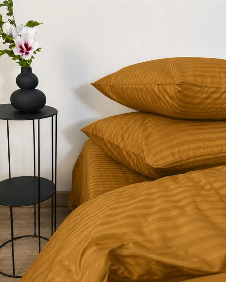 Dark Mustard Stripe Quilt Cover Set – 7 Pcs