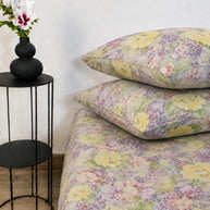Floral Printed Satin Bedsheet Set – 5 Pcs