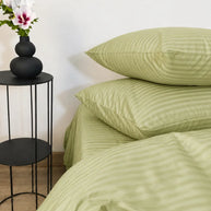 Teal Green Stripe Quilt Cover Set – 7 Pcs