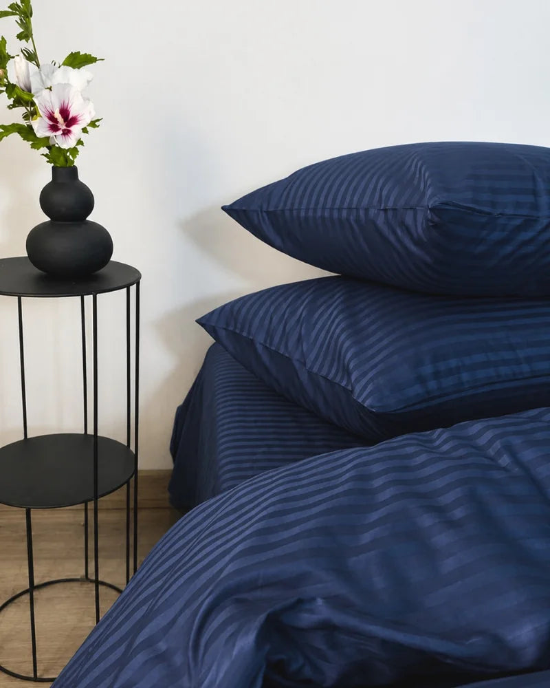 Navy Blue Stripe Quilt Cover Set – 7 Pcs