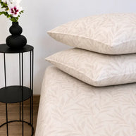 Leaf Pattern Satin Bedsheet Set – 5 Pcs