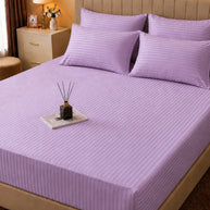 Pastel Purple Stripe Bedsheet Set – 5 Pcs