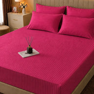 Deep Pink Stripe Bedsheet Set – 5 Pcs