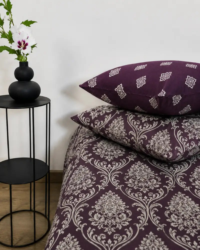 Plum Mandala Cotton Bedsheet Set – 5 Pcs