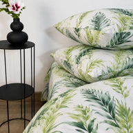 Tropical Leaf Satin Reversible Quilt Cover Set – 7 Pcs