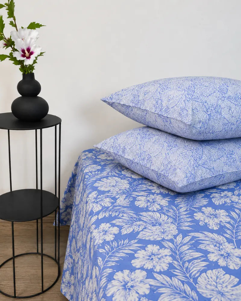 Blue Serenity Cotton Bedsheet Set – 5 Pcs