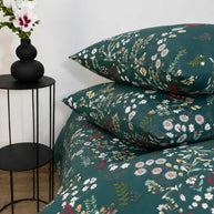 Teal Motif Cotton Reversible Quilt Cover Set – 7 Pcs