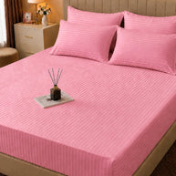 Rose Pink Stripe Bedsheet Set – 5 Pcs