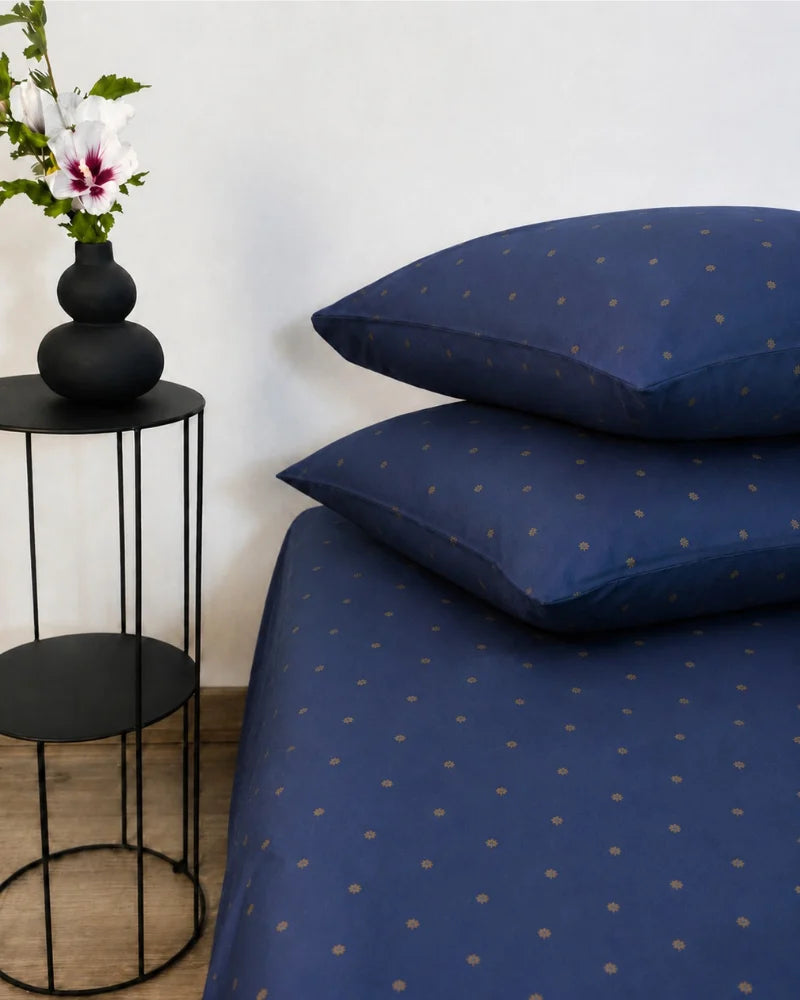 Midnight Sprinkle Satin Bedsheet Set – 5 Pcs