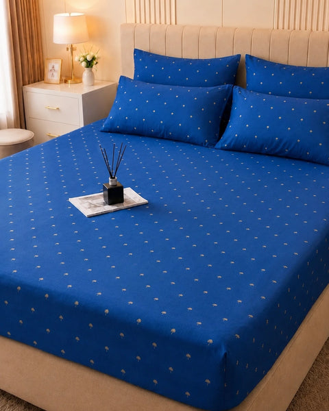 Midnight Sprinkle Satin Bedsheet Set – 5 Pcs