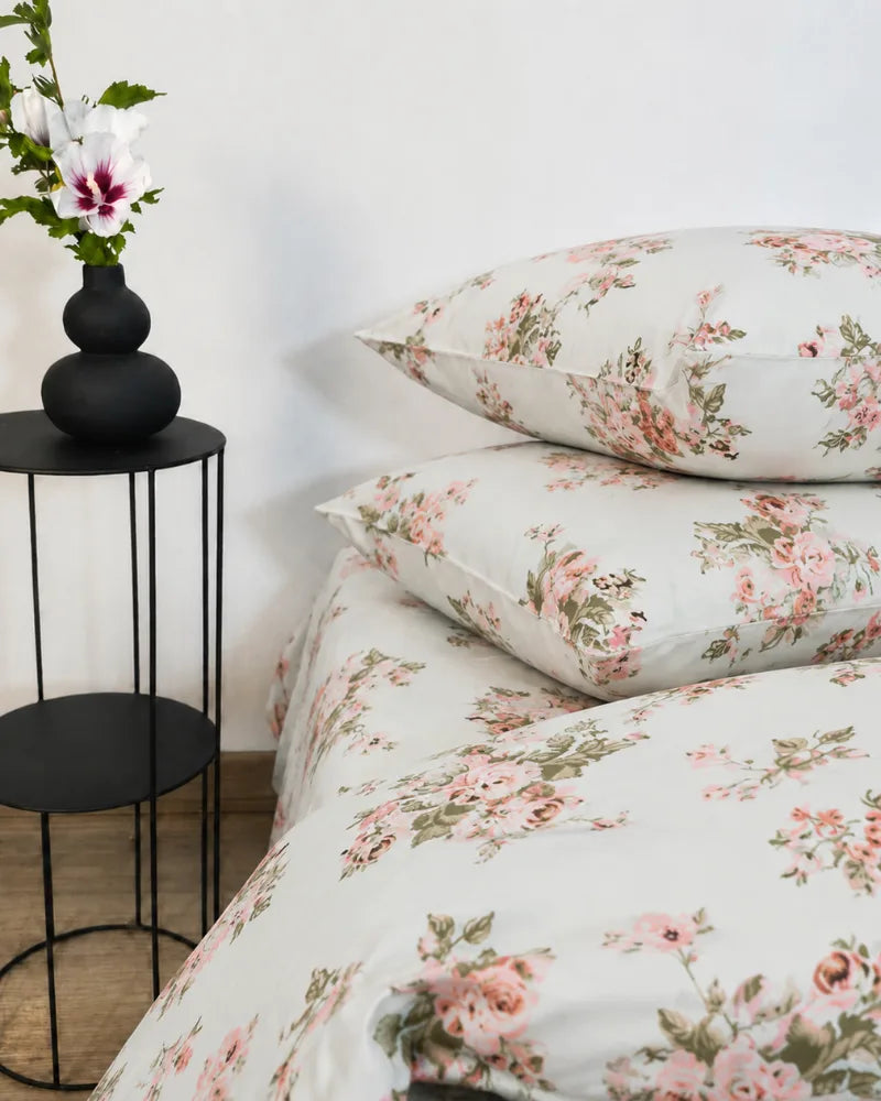 Deluxe Pink Garden Cotton Quilt Cover Set – 7 Pcs