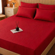 Red Stripe Bedsheet Set – 5 Pcs