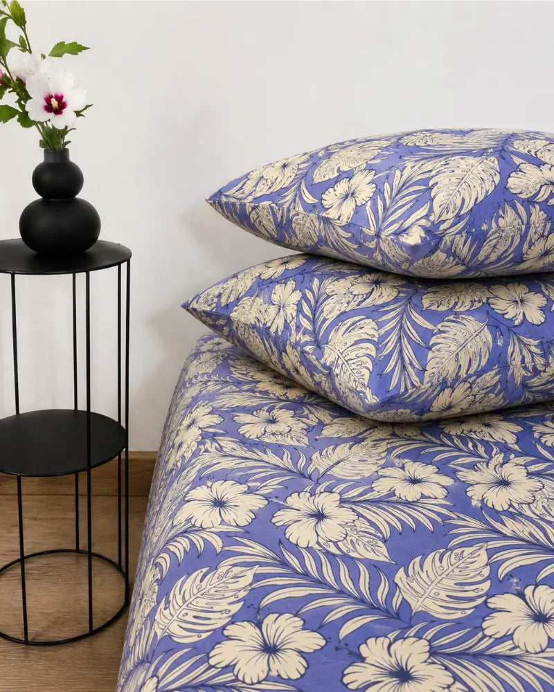 Blue Serenity Cotton Bedsheet Set – 5 Pcs