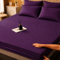 Lavender Stripe Bedsheet Set – 5 Pcs