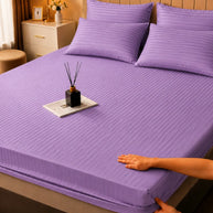 Pastel Purple Stripe Bedsheet Set – 5 Pcs
