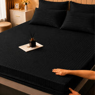 Black Stripe Bedsheet Set – 5 Pcs