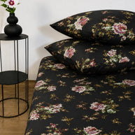 Black Rose Satin Bedsheet Set – 5 Pcs