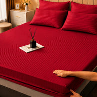 Red Stripe Bedsheet Set – 5 Pcs