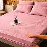 Rose Pink Stripe Bedsheet Set – 5 Pcs
