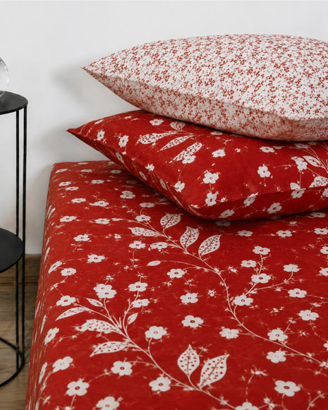Cherry Blossom Cotton Bedsheet Set – 5 Pcs