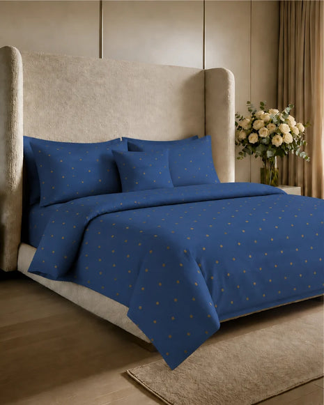 Midnight Sprinkle Satin Reversible Quilt Cover Set – 7 Pcs