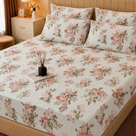 Blush Floral Printed Cotton Bedsheet Set – 5 Pcs