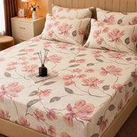 Blush Floral Printed Cotton Bedsheet Set – 5 Pcs