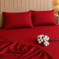 Premium Red Stripe Quilt Cover Set – 7 Pcs