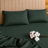 Dark Green Stripe Bedsheet Set – 5 Pcs