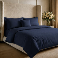 Navy Blue Stripe Quilt Cover Set – 7 Pcs