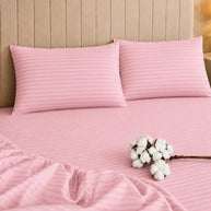 Rose Pink Stripe Bedsheet Set – 5 Pcs