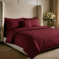 Maroon Stripe Quilt Cover Set – 7 Pcs