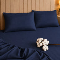 Navy Blue Stripe Quilt Cover Set – 7 Pcs