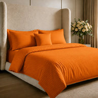 Ultra Soft Orange Stripe Quilt Cover Set – 7 Pcs
