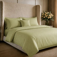 Teal Green Stripe Quilt Cover Set – 7 Pcs