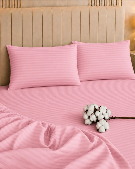 Pink Stripe Bedsheet Set – 5 Pcs