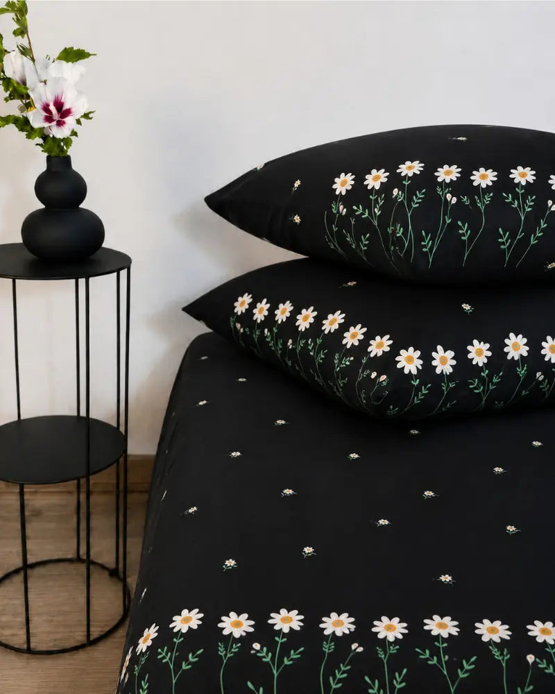 Daisy Embroidered Cotton Bedsheet Set – 5 Pcs