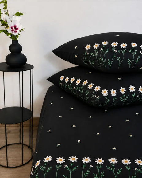 Daisy Embroidered Cotton Bedsheet Set – 5 Pcs