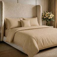 Deluxe Cream Stripe Quilt Cover Set – 7 Pcs