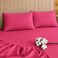 Dark Pink Stripe Quilt Cover Set – 7 Pcs