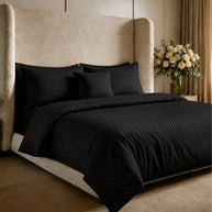 Cozy Luxury Black Stripe Quilt Cover Set – 7 Pcs
