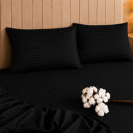 Cozy Luxury Black Stripe Quilt Cover Set – 7 Pcs