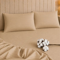 Beige Stripe Bedsheet Set – 5 Pcs