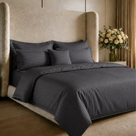 Dark Gray Stripe Quilt Cover Set – 7 Pcs