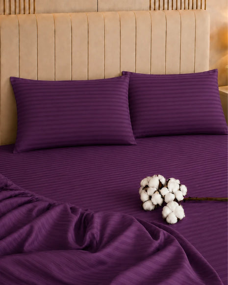 Lavender Stripe Bedsheet Set – 5 Pcs