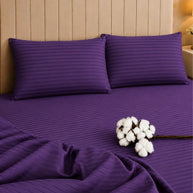 Deep Purple Stripe Bedsheet Set – 5 Pcs