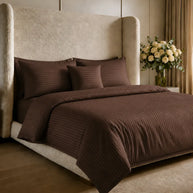 Dark Brown Stripe Quilt Cover Set – 7 Pcs
