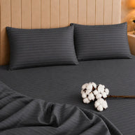Dark Gray Stripe Bedsheet Set – 5 Pcs